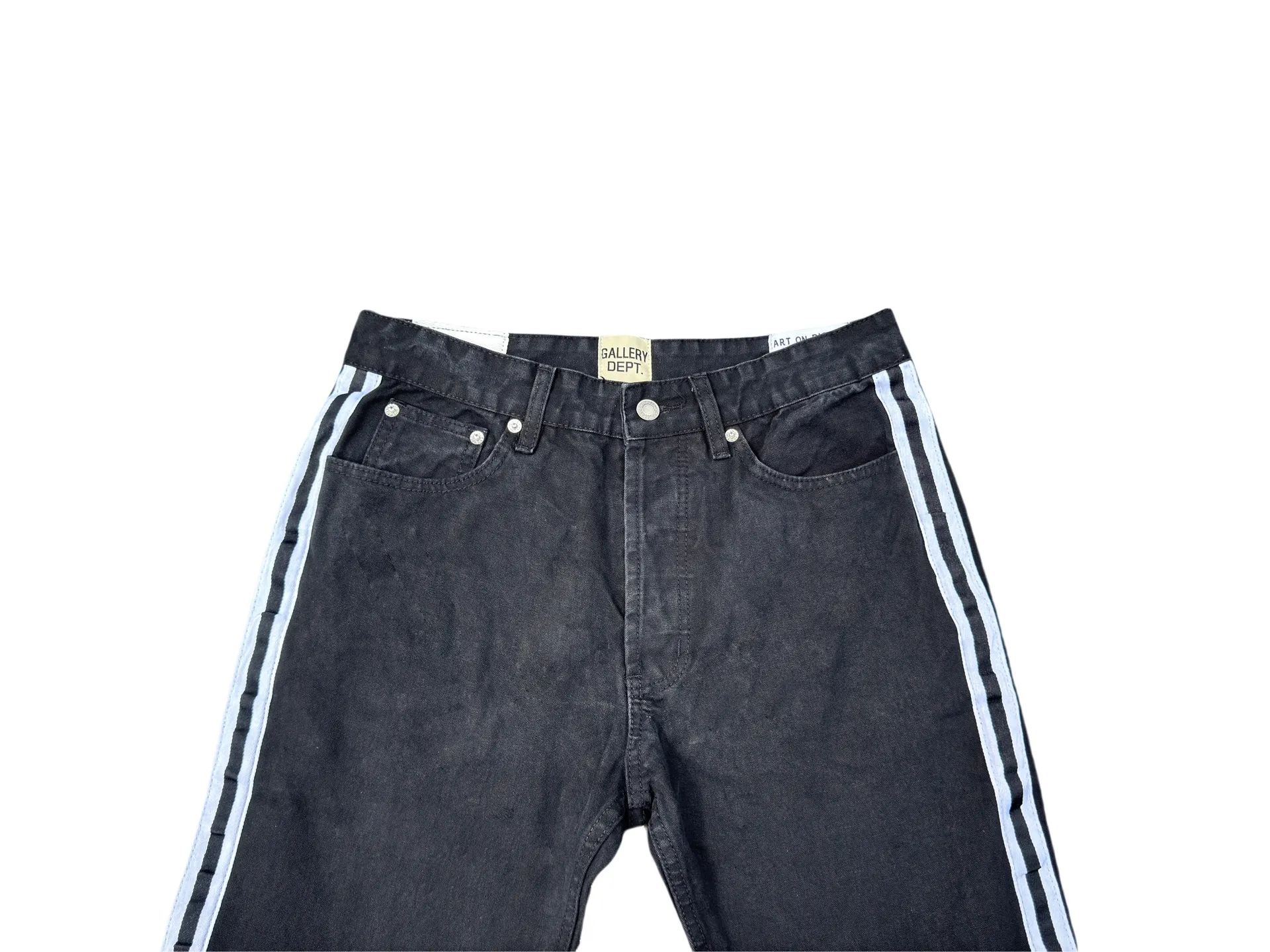 P220💰G78 GALLERY DEPT. Three-bar white-striped jeans, the trendy American loose trousers for men and women in the casual group. Color: black. Size: S-XXL (corresponds to 28-36)